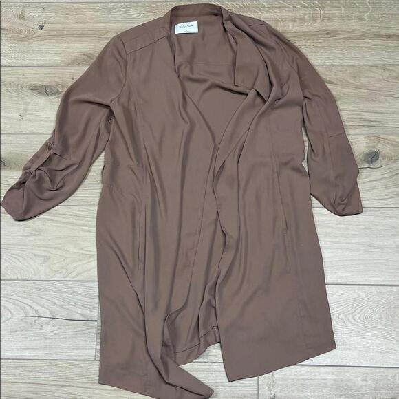 Aritzia Jackets & Blazers - aritzia quincey long line cardigan jacket  Soft brown